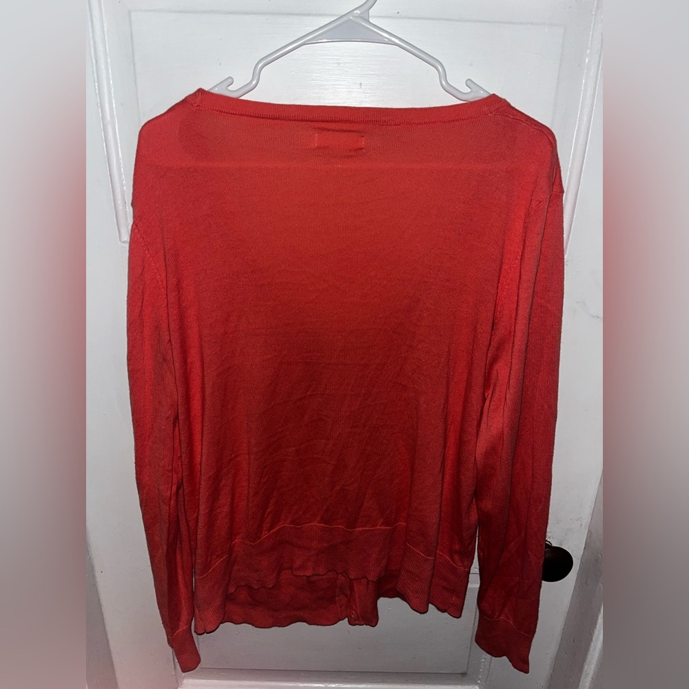 Faded Glory Burnt Orange Button Down Plus Size V-Neck Cardigan - Picture 6 of 6